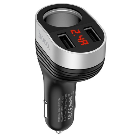  Автомобильное заряд. устр. Hoco Z29 2USB 3.1A дисплей черное
