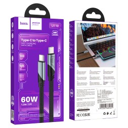 Usb Кабель-зарядка Type-C на Type-C Hoco U119 3A 60W 1.2м черный