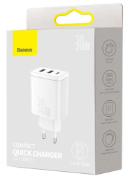 Сетевое зар. устр. Baseus Super Si Quick Charger 2USB/1C 30W EU CCXJ-E02 белое