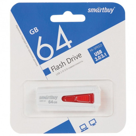 3.0 USB флеш накопитель Smartbuy 64GB Iron White/Red (SB64GBIR-W3)