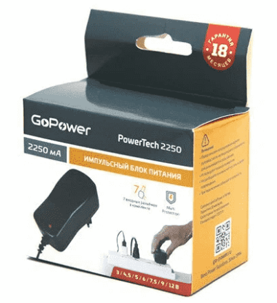  Импульсный блок питания GoPower PowerTech 2250 12V/2250 mA (7 переходников)