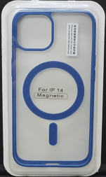 Накладка для i-Phone 14 6.1&quot; Magsafe силикон прозрачный бока синяя