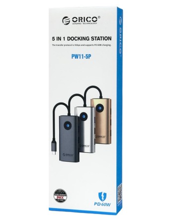  Кабель-переходник Orico PW11-5P Type-C на HDMI/USB3.0x1/USB2.0x2/USB-C серый
