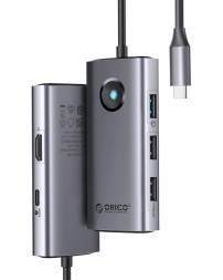 Кабель-переходник Orico PW11-5P Type-C на HDMI/USB3.0x1/USB2.0x2/USB-C серый