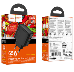 Сетевое зар. устр. Hoco CS63A 1USB/1C 65W черное