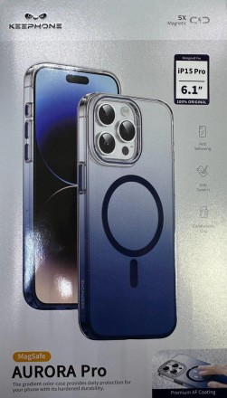  Накладка для i-Phone 15 Pro Keephone Aurora Pro Magsafe синий