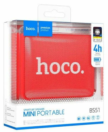 Bluetooth колонка Hoco BS51 BT5.1/1200mAh/4ч/3Вт/TF/AUX красная