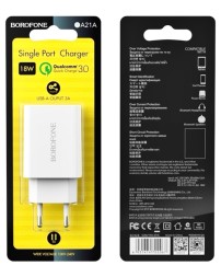 Сетевое зар. устр. Borofone BA21A QC3.0 3A 18W белое