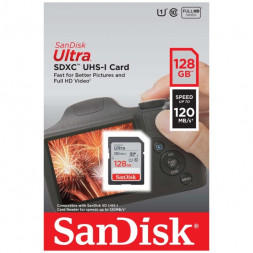SDXC карта памяти SanDisk 128GB Class 10 UHS-1 Ultra 120MB/s (SDSDUN4-128G-GN6iN)