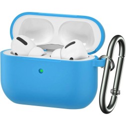 Силиконовый чехол для AirPods Pro 2 c карабином синий