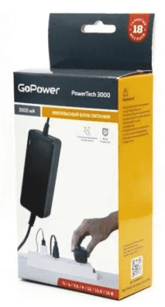  Импульсный блок питания GoPower PowerTech 3000 12V/3000 mA (7 переходников)