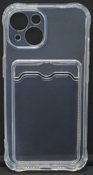 Чехол-накладка силикон с карманом под карту i-Phone 14 6.1&quot; прозрачная