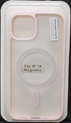 Накладка для i-Phone 14 6.1&quot; Magsafe силикон прозрачный бока розовая