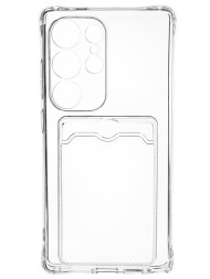 Чехол-накладка силикон с карманом под карту Samsung Galaxy S25 Ultra прозрачный