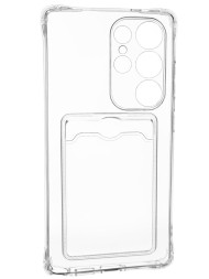 Чехол-накладка силикон с карманом под карту Samsung Galaxy S25 Ultra прозрачный
