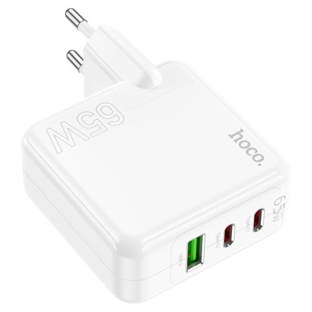  Сетевое зар. устр. Hoco C115A 1USB/2C 65W белое