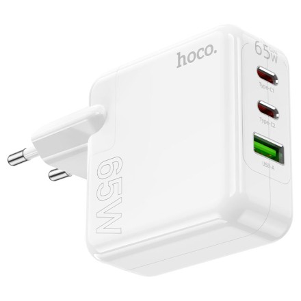  Сетевое зар. устр. Hoco C115A 1USB/2C 65W белое