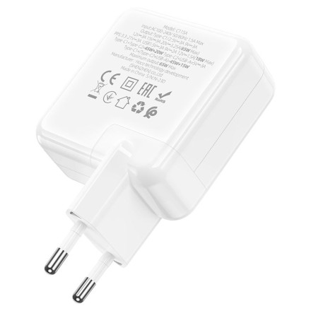 Сетевое зар. устр. Hoco C115A 1USB/2C 65W белое