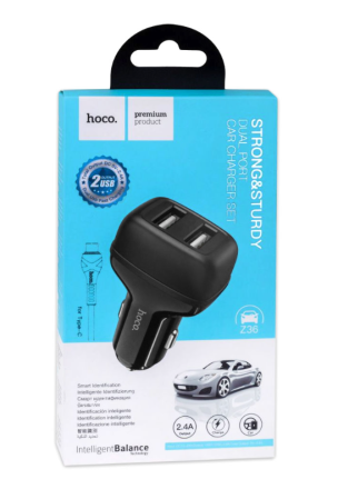  Автомобильное заряд. устр. Hoco Z36 2USB 2.4A + Type-C черное