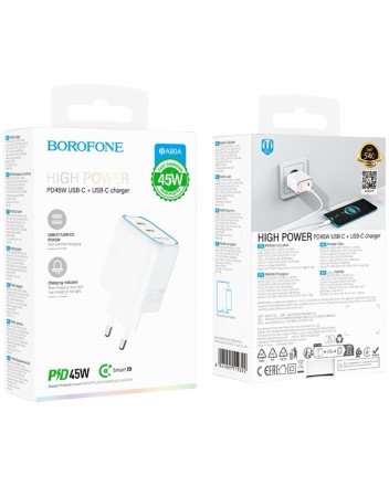  Сетевое зар. устр. Borofone BA90A 2C 45W белое