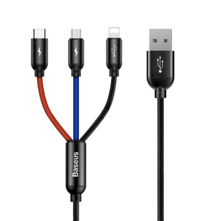  Usb Кабель-зарядка Lighting Baseus 3in1 i-Phone/Micro/Type-C 1,2м (CAMLT-BSY01)