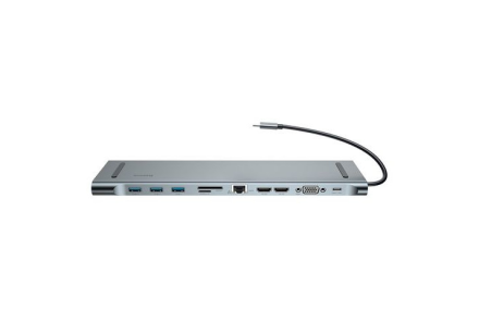  HUB Adapter Baseus Type-C (3USB, Card Reader, Ethernet, HDMI, VGA, USB-C, Audio output) CATSX-G0G