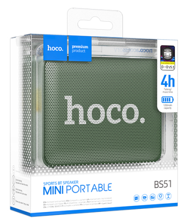  Bluetooth колонка Hoco BS51 BT5.1/1200mAh/4ч/3Вт/TF/AUX зелёная