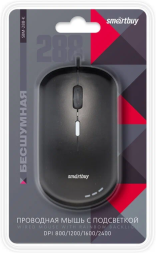 Мышь проводная беззвучная с подсветкой Smartbuy 288-K черная (SBM-288-K)