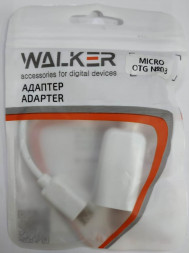 Кабель-переходник Walker MicroUSB (папа) на USB2.0 (мама) белый