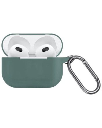  Силиконовый чехол для AirPods Pro 2 c карабином темно-зеленый