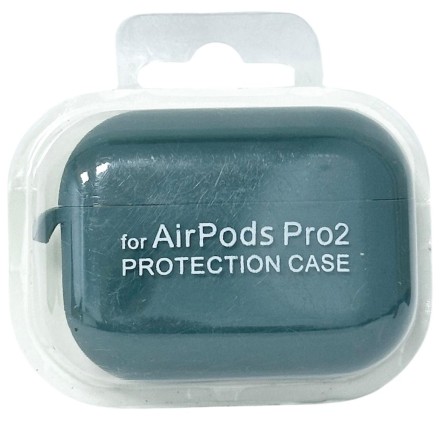  Силиконовый чехол для AirPods Pro 2 c карабином темно-зеленый