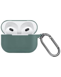 Силиконовый чехол для AirPods Pro 2 c карабином темно-зеленый