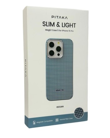  Накладка для i-Phone 15 Pro 6.1&quot; Pitaka Magez Case 5 Aramid Fiber Океан(ocean)