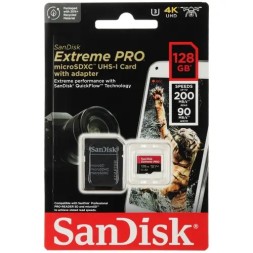 micro SDXC карта памяти Sandisk Extreme Pro 128GB 200MB/s UHS-I (SDSQXCD-128G-GN6MA)