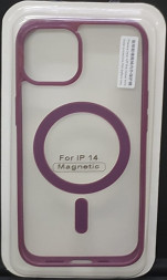 Накладка для iPhone 14 6.1&quot; Magsafe силикон прозрачный бока бордовая