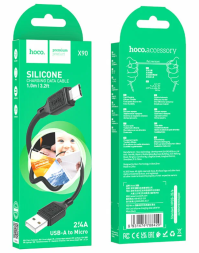 Usb Кабель-зарядка Micro Hoco X90 3A 1м силиконовый черный