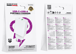 Сетевое зар. устр. Borofone BAS76A 1USB/1C 18W/30W белое