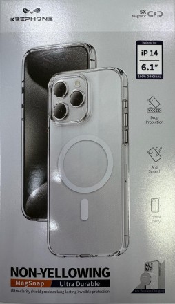  Накладка для i-Phone 14 Keephone Non-Yellowing Magsafe прозрачный
