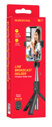  Монопод с пультом ДУ Borofone BY7 Magic BT4.0/63-85мм/80см черный