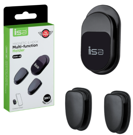  Держатель в автомобиль в воздуховод магнитный ISA VHM-48 чёрный