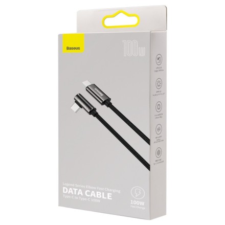  Кабель-зарядка Type-C на Type-C Baseus 100W 1м CATCS-01 чёрный угловой