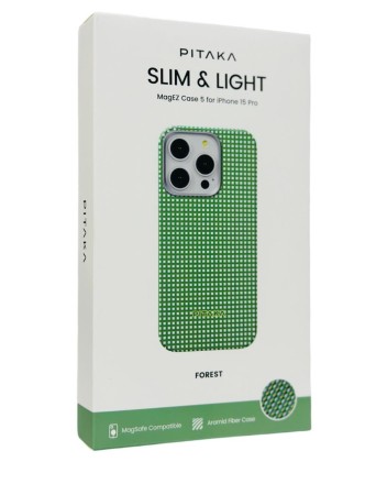  Накладка для i-Phone 15 Pro 6.1" Pitaka Magez Case 5 Aramid Fiber Лес(forest)