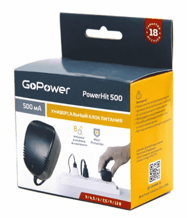  Импульсный блок питания GoPower PowerHit 500 12V/500 mA (8 переходников)