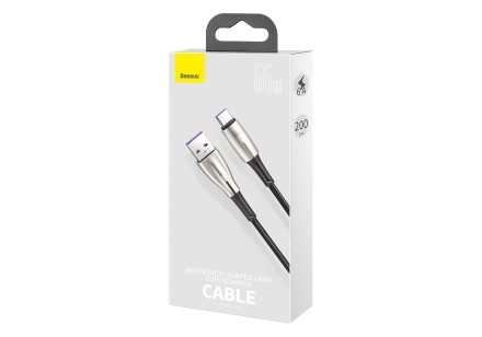  Usb Кабель-зарядка TYPE-C Baseus Water Dropshaped Lamp SuperCharge Cable 66W 2м (CATSD-N01) черный