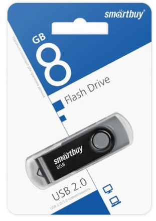  USB флеш накопитель Smartbuy 8GB Twist (SB008GB2TWK) черный