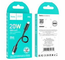 Usb Кабель-зарядка Type-C на Lightning Hoco X96 2.4A 25см черный