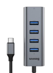 HUB Adapter Baseus Type-C 4 USB3.0/HDMI 4K (CAHUB-N0G) серый