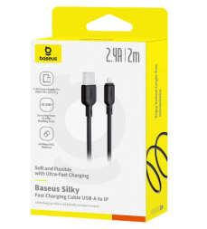 Usb Кабель-зарядка Lightning Baseus Silky Series 2.4A 2м (P10377702113-01) черный