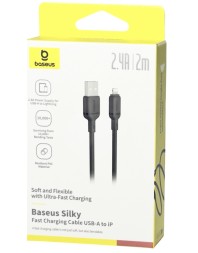 Usb Кабель-зарядка Lightning Baseus Silky Series 2.4A 2м (P10377702113-01) черный