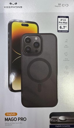  Накладка для i-Phone 15 Pro Max Keephone Mago Pro Magsafe матовый черный